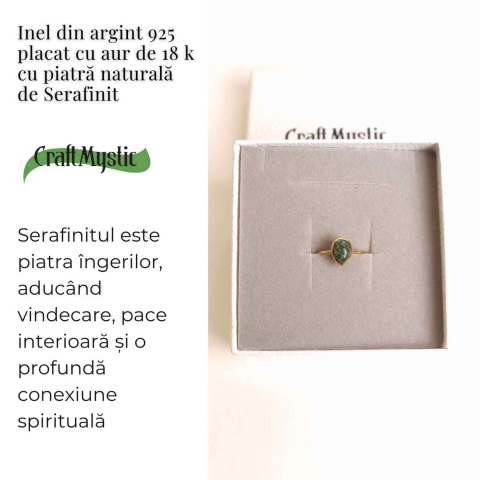 Inel Argint 925 placat cu Aur 18K cu Serafinit Lacrima – Armonie Spirituala si Vindecare Interioara [2]