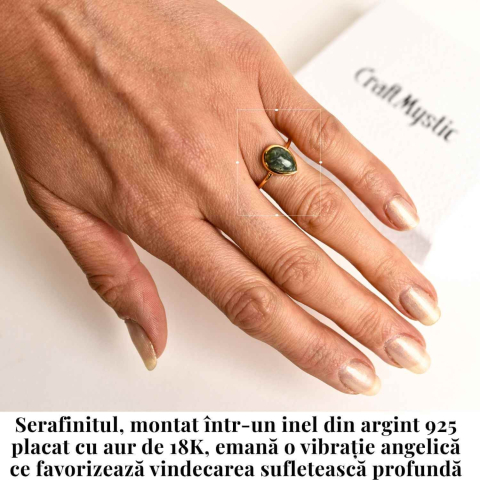 Inel Argint 925 placat cu Aur 18K cu Serafinit Lacrima – Armonie Spirituala si Vindecare Interioara [1]