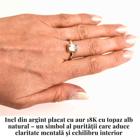 Inel Argint 925 placat cu Aur 18K si Topaz Alb Fatetat – Claritate si Eleganta [1]