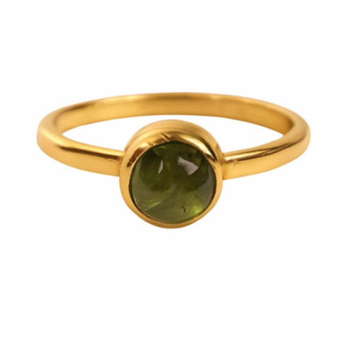 Inel Argint 925 Placat cu Aur 18K cu Turmalina Verde Marime 51 (EU) / 5.5 (US) – Echilibru si Incredere Interioara [6]