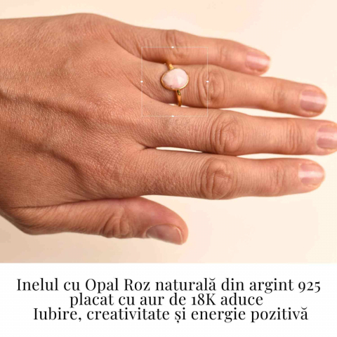 Inel argint 925 placat cu aur 18K si Opal Roz fatetat – Iubire, creativitate si echilibru [1]