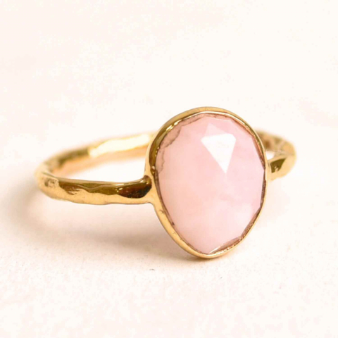 Creativitate si Inspiratie - Inel argint 925 placat cu aur 18K si Opal Roz fatetat – Iubire, creativitate si echilibru