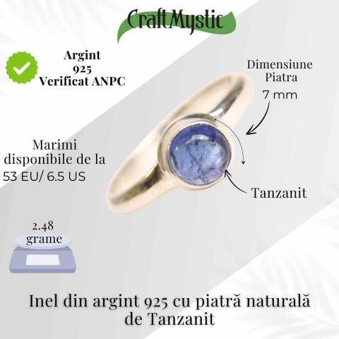 Inel Argint 925 cu Tanzanit Rotund – Claritate si Transformare Interioara [4]