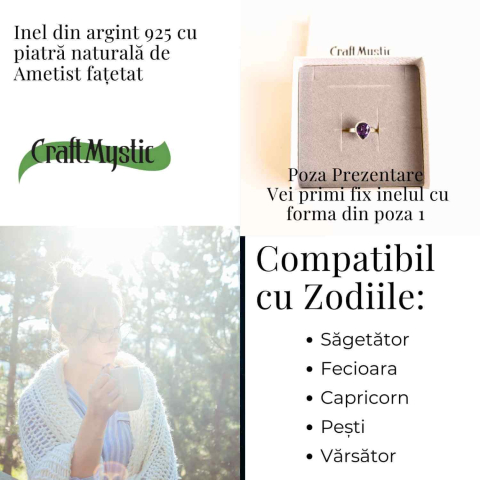 Inel Argint 925 cu Ametist Fatetat Rotund – Armonie si Claritate Spirituala [3]