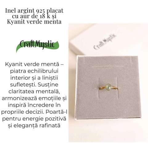 Inel argint 925 placat cu aur 18K si Kyanit verde menta fatetat – Echilibru si incredere [2]