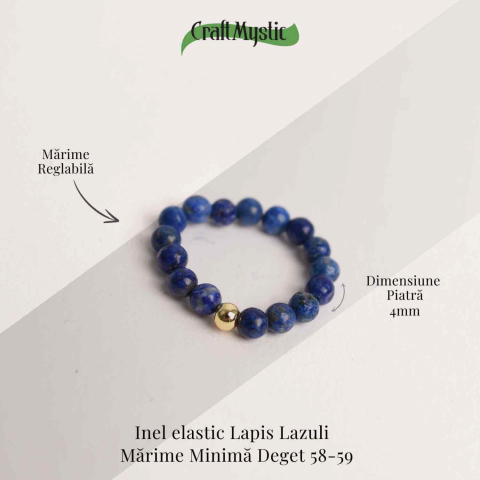 Inel elastic cu biluta aurie si margele 4 mm din pietre naturale [2]