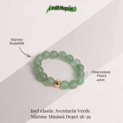 Inel elastic cu biluta aurie si margele 4 mm din pietre naturale [2]