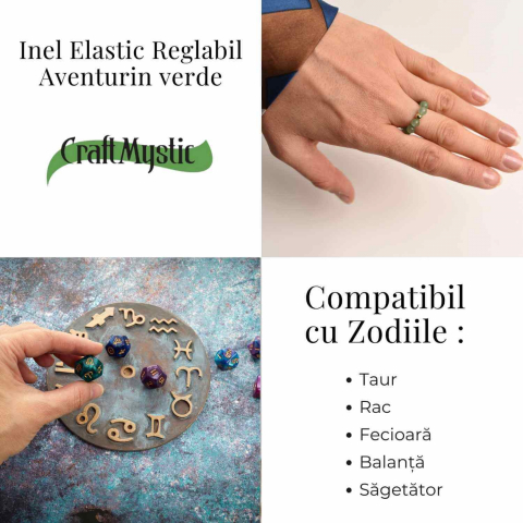 Inel elastic cu biluta aurie si margele 4 mm din pietre naturale [3]