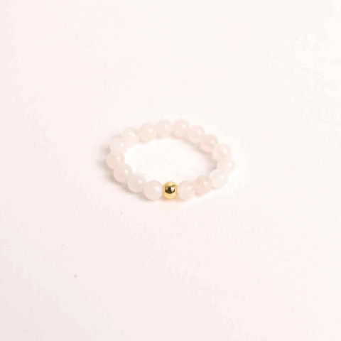 Inel elastic cu biluta aurie si margele 4 mm din pietre naturale [0]