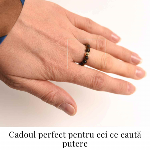 Inel elastic cu biluta aurie si margele 4 mm din pietre naturale [1]