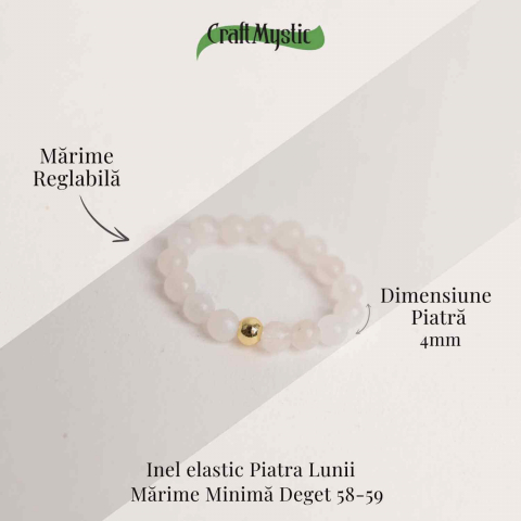 Inel elastic cu biluta aurie si margele 4 mm din pietre naturale [2]