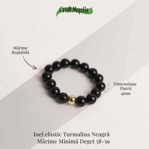 Inel elastic cu biluta aurie si margele 4 mm din pietre naturale [2]