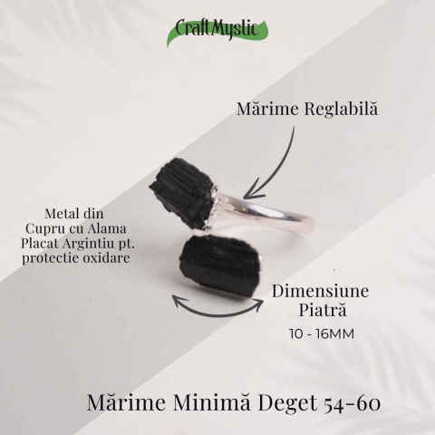 Inel Argintiu cu Dubla Turmalina Neagra - Protectie si Eleganta [2]