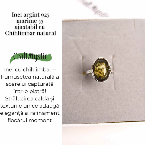 Inel ajustabil argint 925 cu chihlimbar natural – Eleganta unica [5]