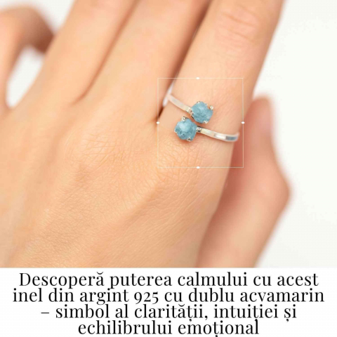 Inel Argint 925 cu Dublu Acvamarin – Claritate si Liniste Interioara [1]