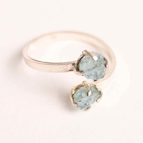 Inel Argint 925 cu Dublu Acvamarin – Claritate si Liniste Interioara [0]