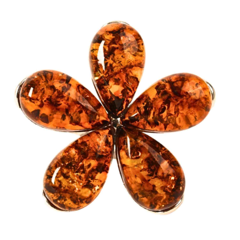 Inel din argint 925 cu chihlimbar natural – Floare a caldurii interioare [5]