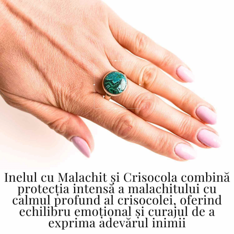 Inel cu Malachit si Crisocola Montura din Argint 925 –  Protectie energetica si echilibru emotional, 6.12 gr [1]