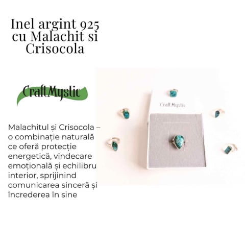 Inel cu Malachit si Crisocola Montura din Argint 925 –  Protectie energetica si echilibru emotional, 6.12 gr [2]