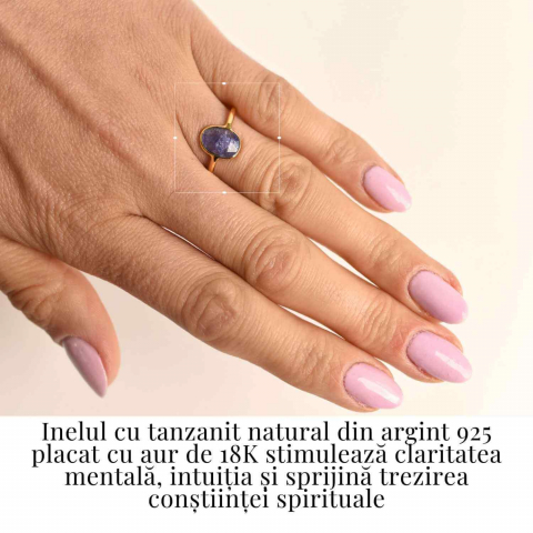 Inel cu Tanzanit Fatetat din Argint 925 placat cu Aur de 18K 1.53 gr M53/6.5 – Claritate Mentala si Activare Spirituala [2]