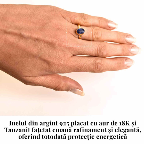 Inel argint 925 placat cu aur 18K si Tanzanit oval fatetat [1]