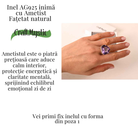 Inel din Argint 925 cu Ametist in Forma de Inima – Calm Interior si Protectie Emotionala [2]