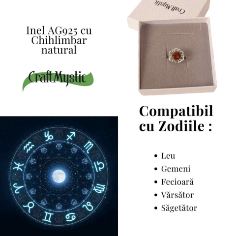 Inel floral din argint 925 cu chihlimbar natural – Calm si armonie [4]