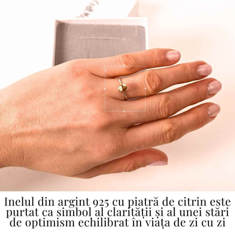 Inel din argint 925 cu citrin fatetat, o bijuterie care aduce lumina si claritate in ritmul zilnic [1]