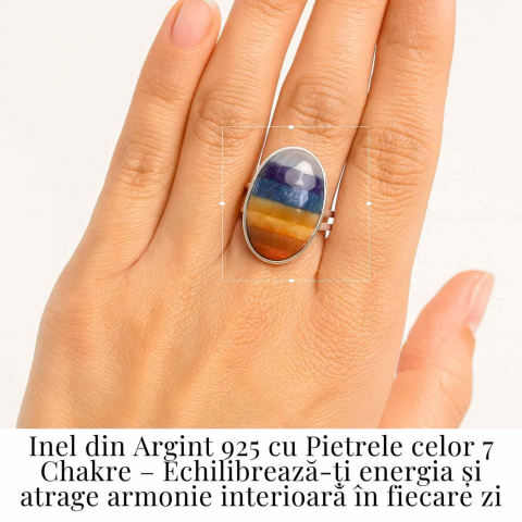Inel din Argint 925 cu Pietrele celor 7 Chakre – Armonie Energetica si Echilibru Interior [1]
