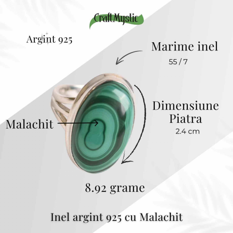 Inel din Argint 925 cu Malachit Natural 7.23 gr M52/6– Protectie Energetica si Echilibru Emotional in Fiecare Zi [4]