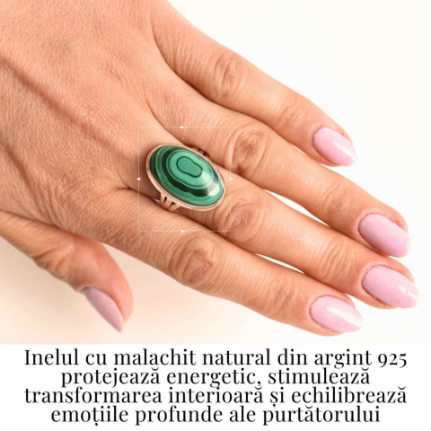 Inel din Argint 925 cu Malachit Natural 7.23 gr M52/6– Protectie Energetica si Echilibru Emotional in Fiecare Zi [1]