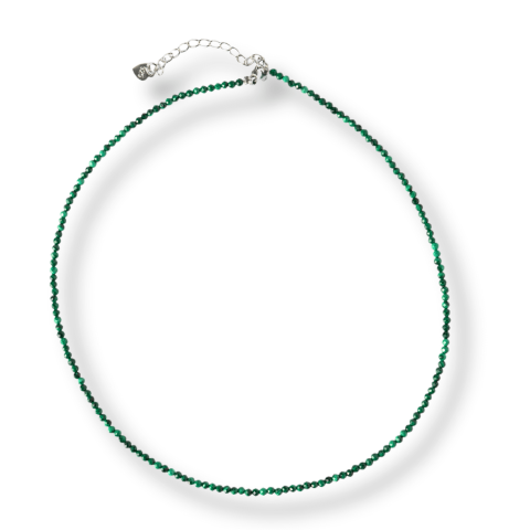 Cristale pentru zodii - Energie si Echilibru – Choker din Otel Inoxidabil cu Malachit Natural Fatetat