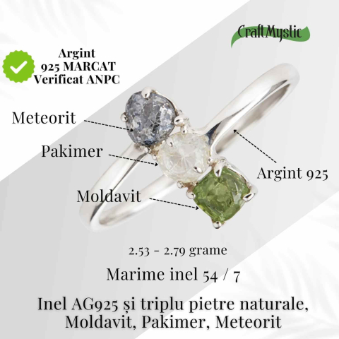 Inel din Argint 925 cu Moldavit, Pakimer si Meteorit - Conexiune si claritate [3]