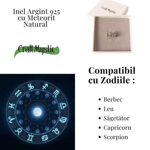 Inel Argint 925 cu Meteorit Brut Natural – Energie Cosmica si Forta Interioara [3]