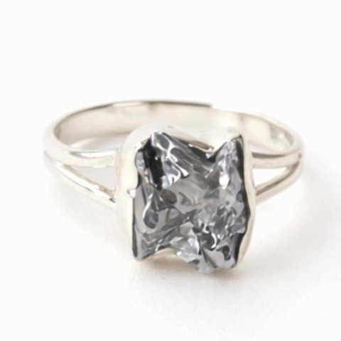 Meteorit - Inel Argint 925 cu Meteorit Brut Natural – Energie Cosmica si Forta Interioara