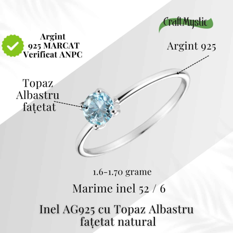 Inel din Argint 925 cu Topaz Albastru Fatetat – Claritate si Calm Interior [4]