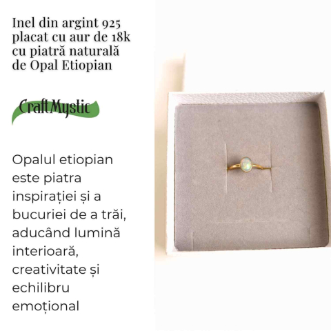 Inel argint 925 placat cu aur 18K cu Opal Etiopian fatetat rotund – Lumina sufletului [1]