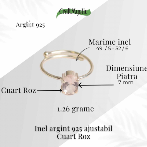 Inel din Argint 925 cu Cuart Roz – Iubire Interioara si Armonie Emotionala [3]