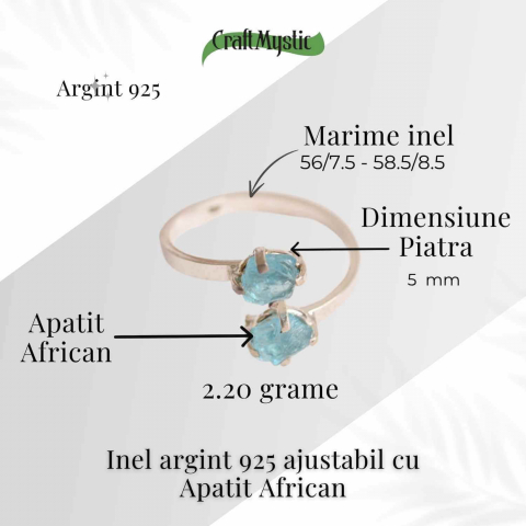 Inel Argint 925 cu Apatit African Dublu – Claritate si Comunicare Autentica [3]