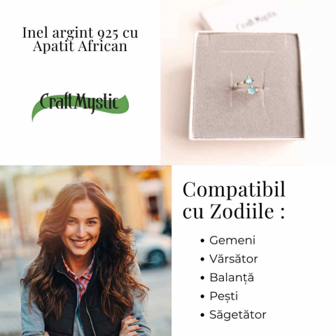 Inel Argint 925 cu Apatit African Dublu – Claritate si Comunicare Autentica [4]