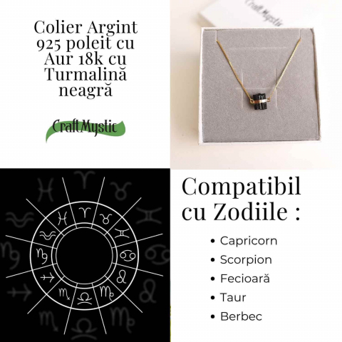 Colier Brut cu Turmalina din Argint 925 Placat cu Aur 18K – Protectie Energetica si Echilibru Emotional [3]