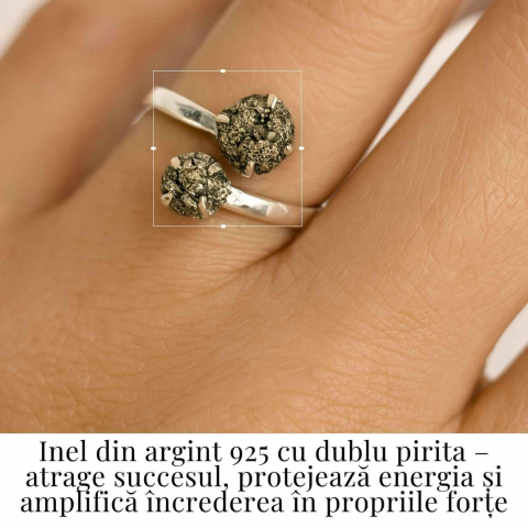 Inel Argint 925 cu Dublu Pirita – Protectie si Incredere Interioara [1]