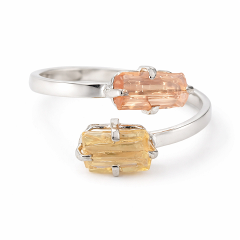 Balanta - Inel dublu din Topaz Imperial natural si Argint 925 - Echilibru in doua lumini