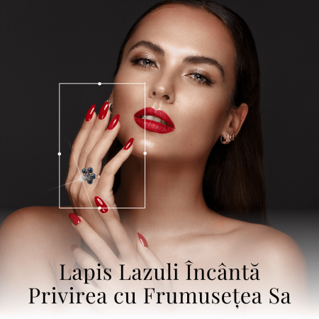 Inel Elegant in Forma de Floare cu Model Auriu si Lapis Lazuli Natural [6]