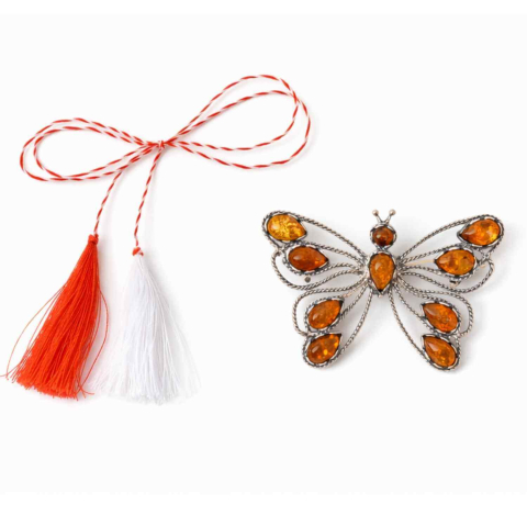 Brosa din chihlimbar forma de fluture si argint 925 — adauga caldura si rafinament tinutei tale [3]