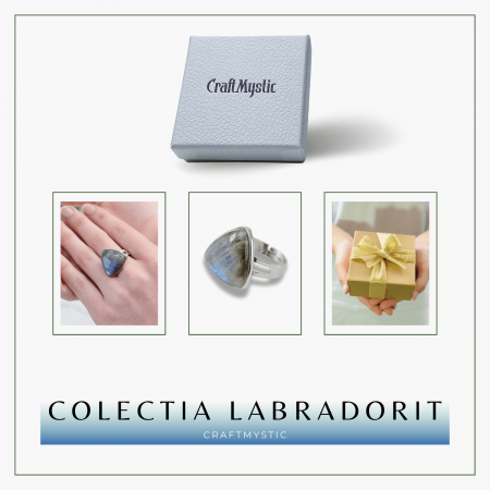 Inel ajustabil cu piInel Argintiu Reglabil cu Labradorit - Transformare si Protectie Spiritualaatra naturala cluster Ametist [7]