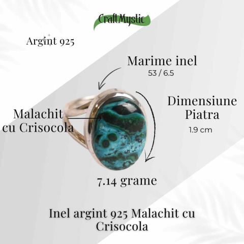 Inel Malachit si Crisocola montura Argint 925 - Protectie si echilibru emotional [4]