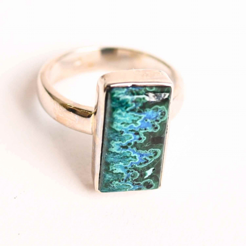 Inel cu Malachit si Crisocola Montura din Argint 925 – Protectie Energetica si Echilibru Emotional, 4.90 gr [0]