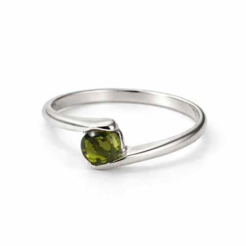 Bijuterii Semiprețioase - Inel minimalist din Argint 925 rodiat cu Moldavit natural fatetat – claritate, protectie si evolutie interioara