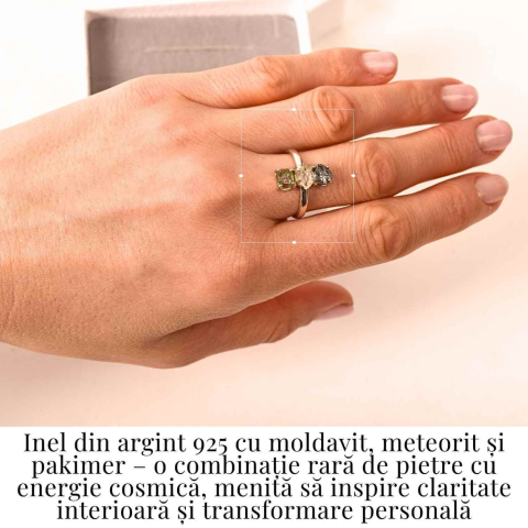 Inel din Argint 925 cu Moldavit, Pakimer si Meteorit - Conexiune si claritate [1]
